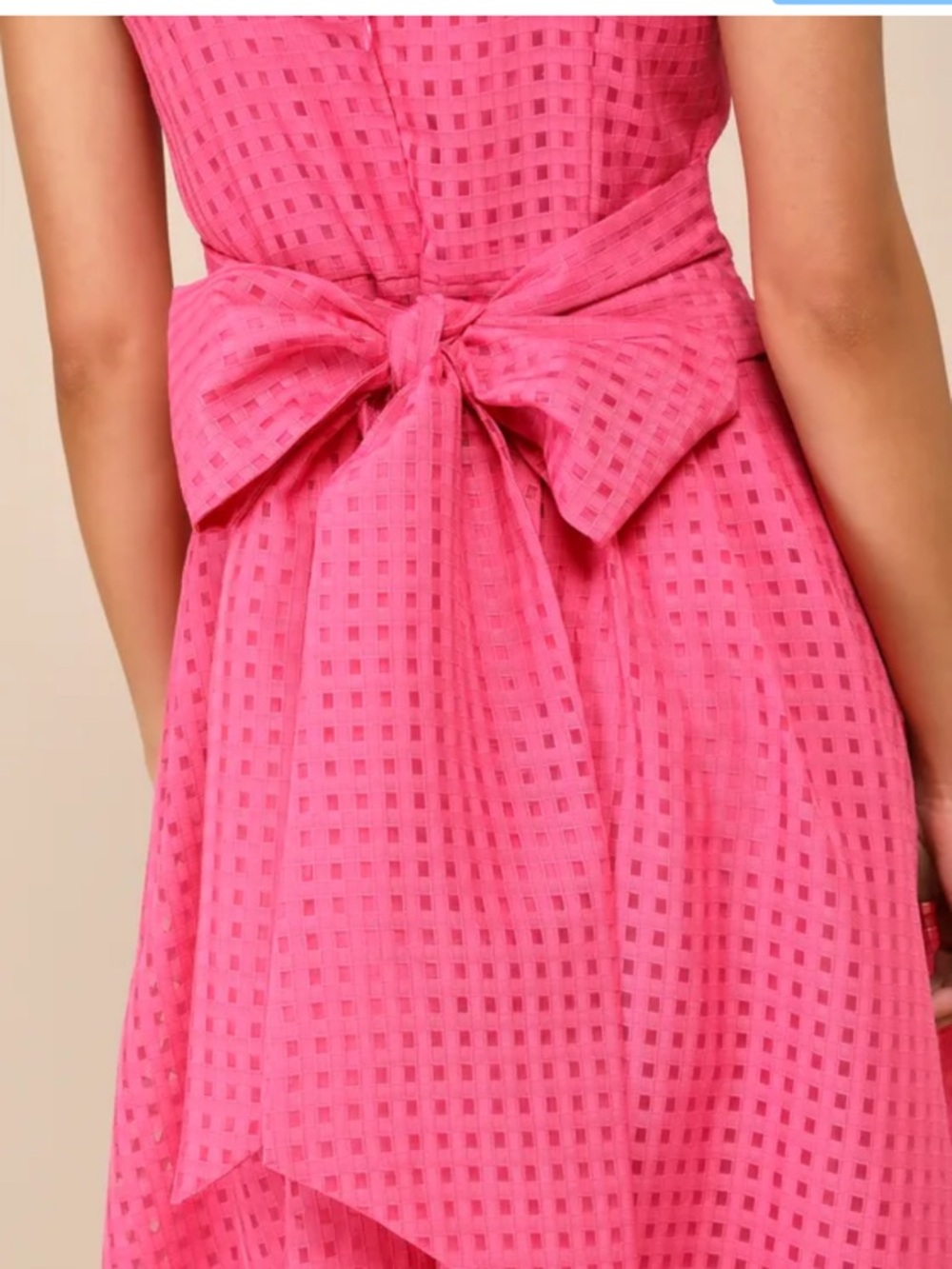 Definitely Stunning Hot Pink Gingham Burnout Midi Dress Size XS - Picture 3 of 10